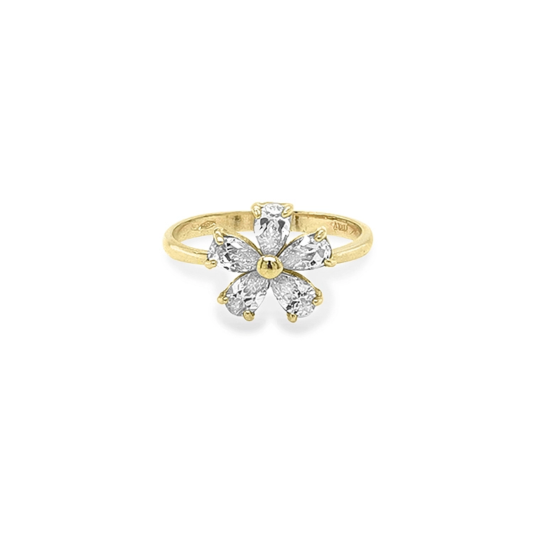 Goldring Blume mit Zirkonen