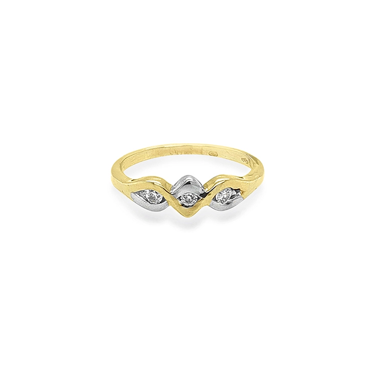 Goldring mit Zirkonen aus kombiniertem Gold