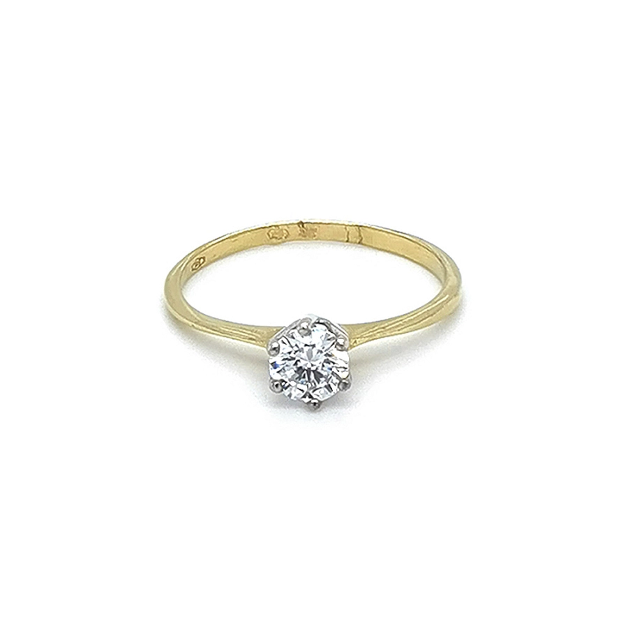 Verlobungsring mit Zirkon aus kombiniertem Gold