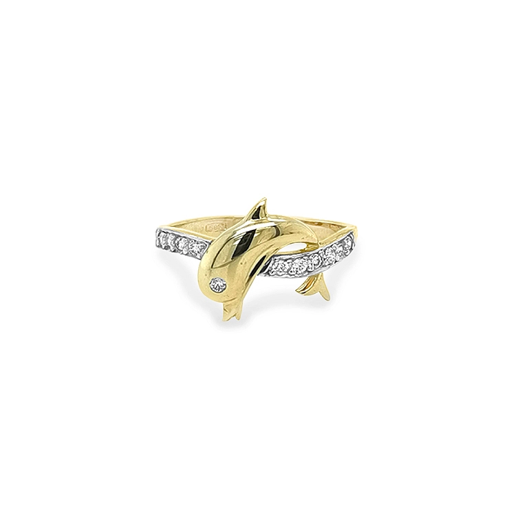 Goldring Delphin mit Zirkonen