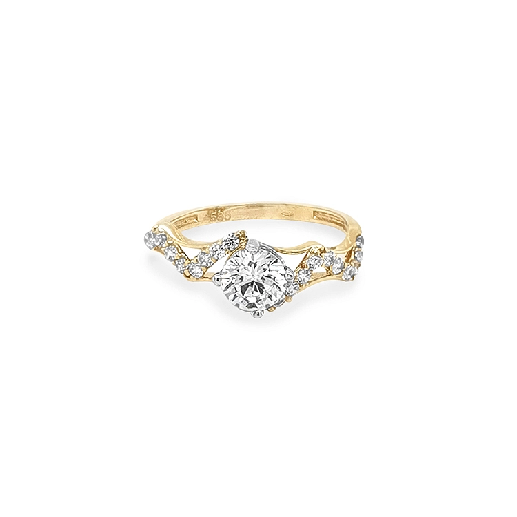 Gold Verlobungsring mit Zirkonen