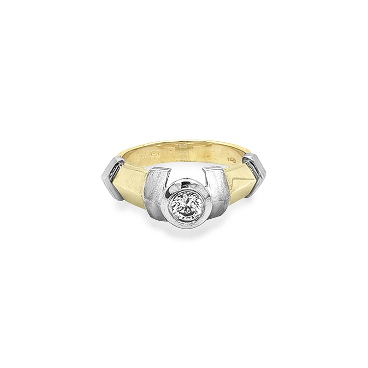Goldring mit Zirkon aus kombiniertem Gold