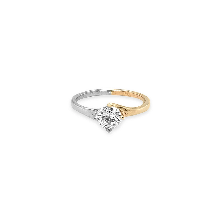 Verlobungsring mit Zirkon aus kombiniertem Gold