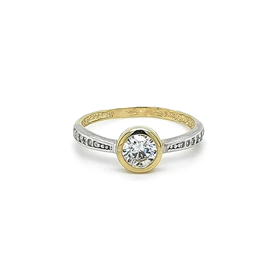Verlobungsring mit Zirkonen aus kombiniertem Gold
