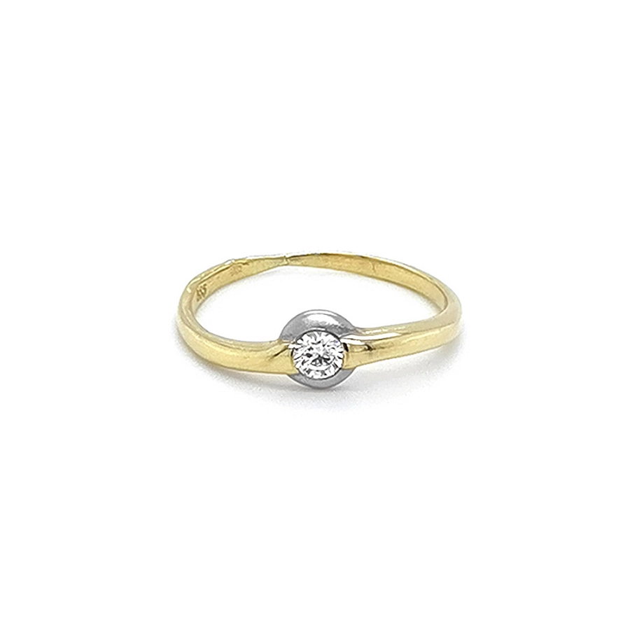 Verlobungsring mit Zirkon aus kombiniertem Gold