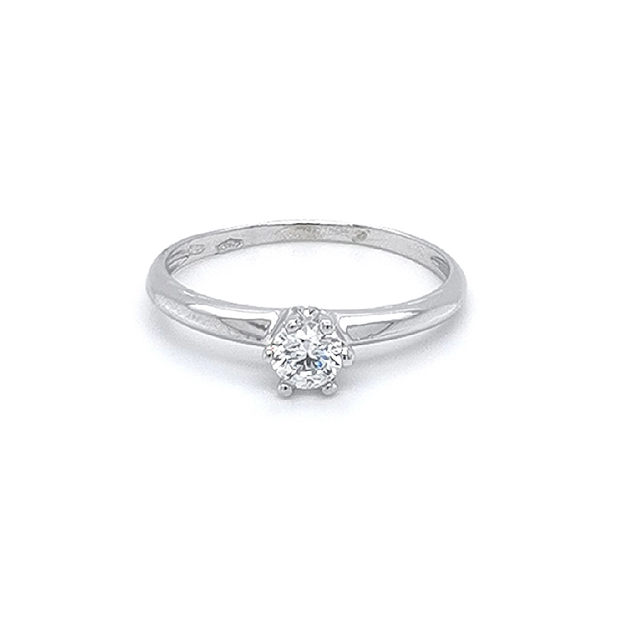 Verlobungsring mit Zirkon aus Weißgold