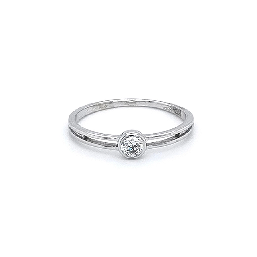 Verlobungsring mit Zirkon aus Weißgold