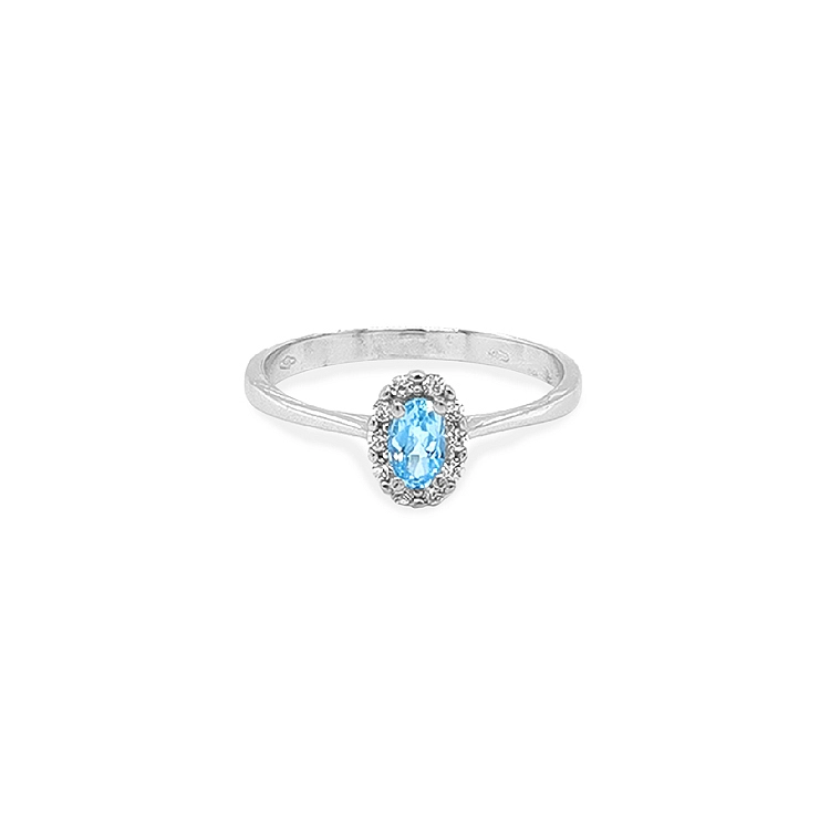 Goldring mit blauem Zirkon