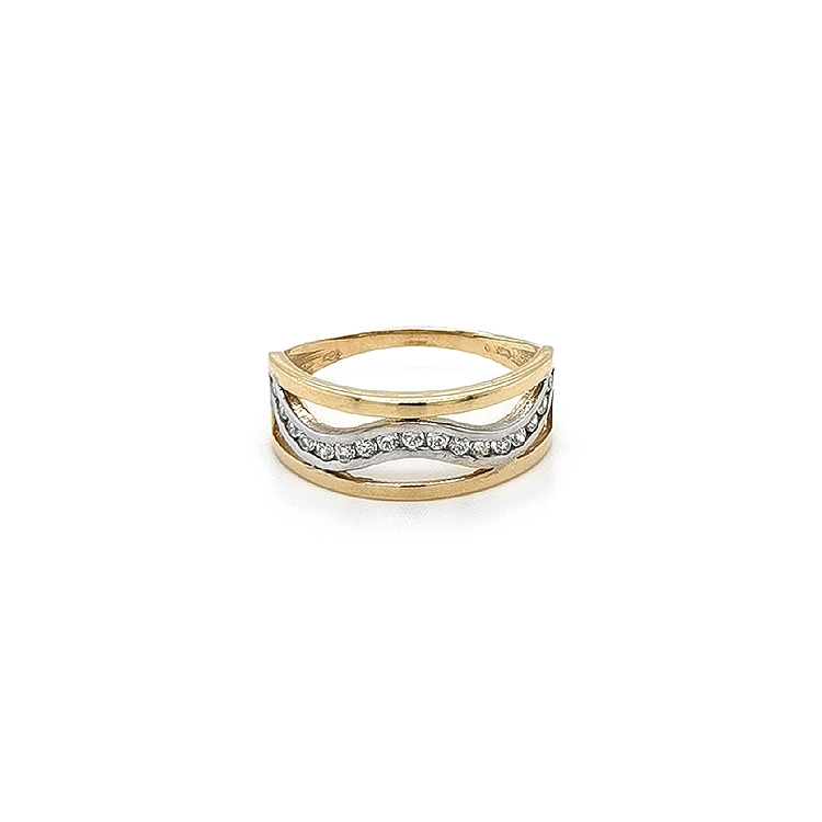 Ring mit Zirkonias in Gold-Kombination