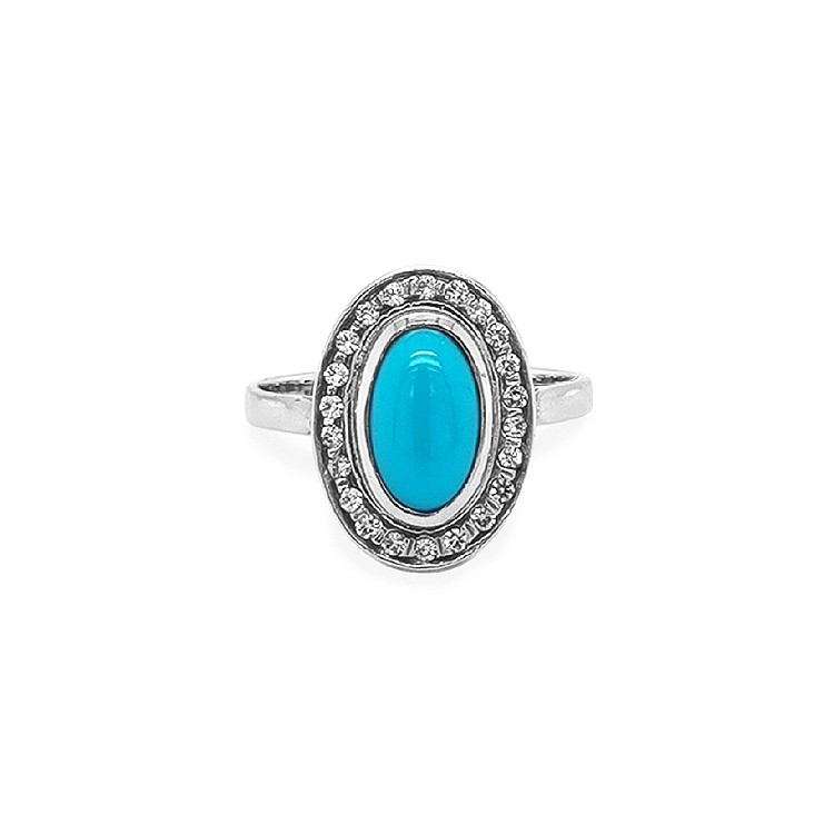 Goldring mit Türkis und Zirkonias