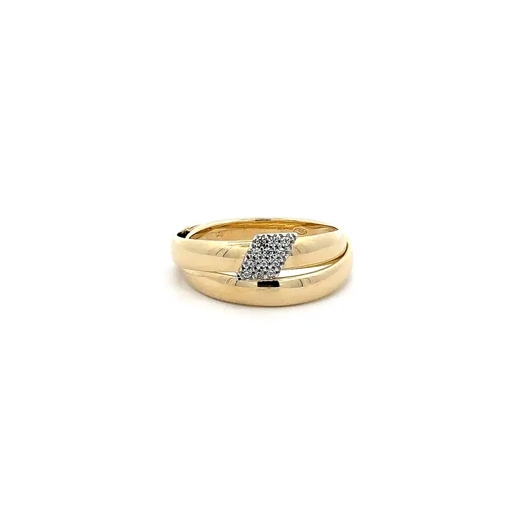 Ring mit Zirkonias in Gold-Kombination