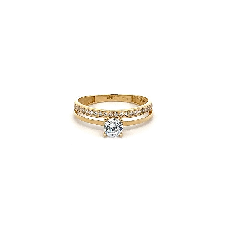 Gold Verlobungsring mit Zirkonen