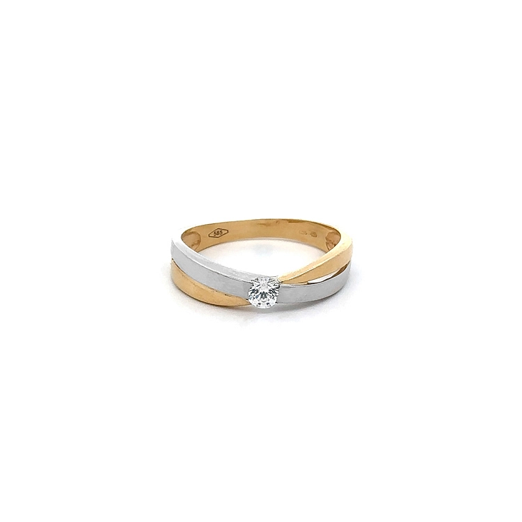 Ring mit Zirkon aus Kombinationsgold