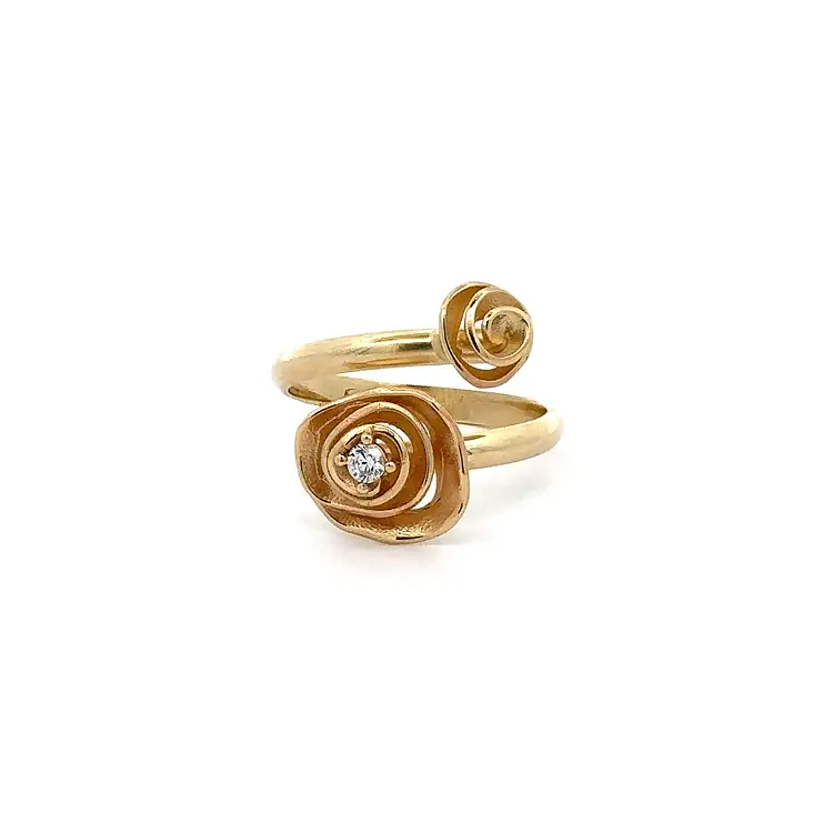 Goldring Blumen mit Zirkon