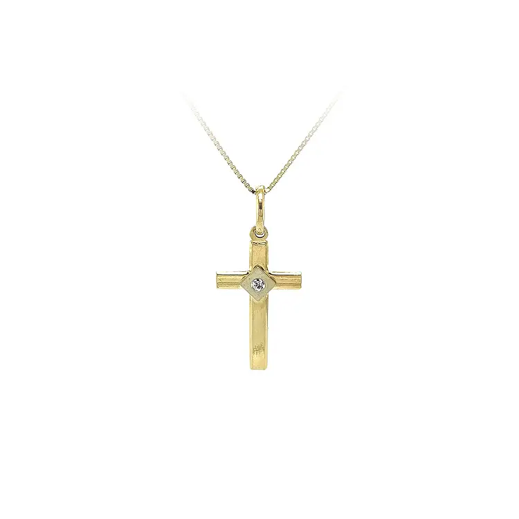 Gold-Anhänger Kreuz mit Zirkon