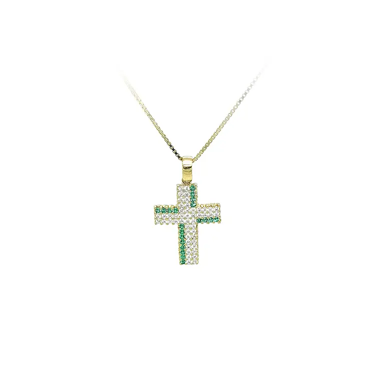 Gold-Anhänger Kreuz mit Zirkonen