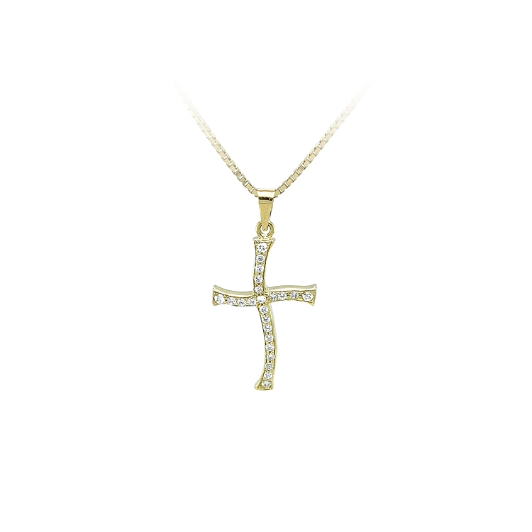 Gold-Anhänger Kreuz mit Zirkonen