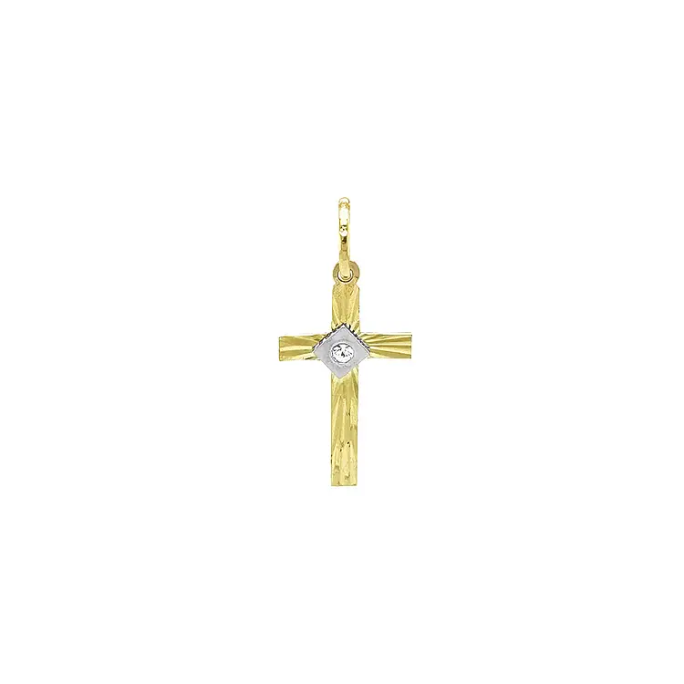 Gold-Anhänger Kreuz mit Zirkon