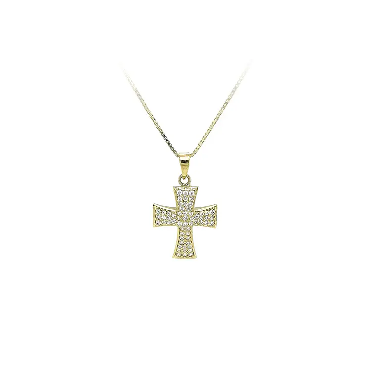 Gold-Anhänger Kreuz mit Zirkonen