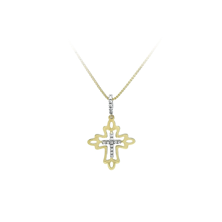 Kreuz mit Zirkonen in Gold