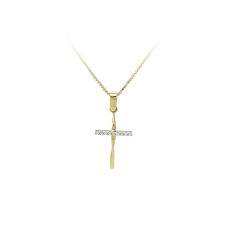Anhänger Kreuz mit Zirkonen in Gold