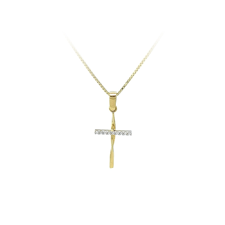 Anhänger Kreuz mit Zirkonen in Gold
