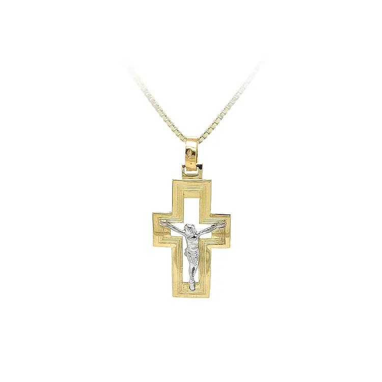 Gold-Anhänger Kreuz mit Jesus Christus