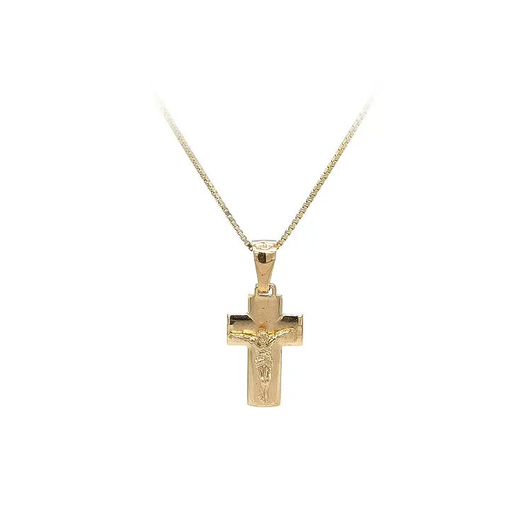 Gold-Anhänger Kreuz mit Jesus Christus