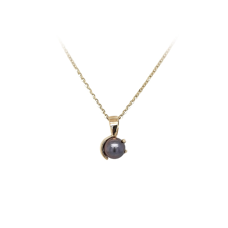 Gold Anhänger Schwarz Perle
