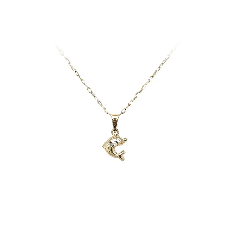Goldener Delphin-Anhänger mit Zirkonen