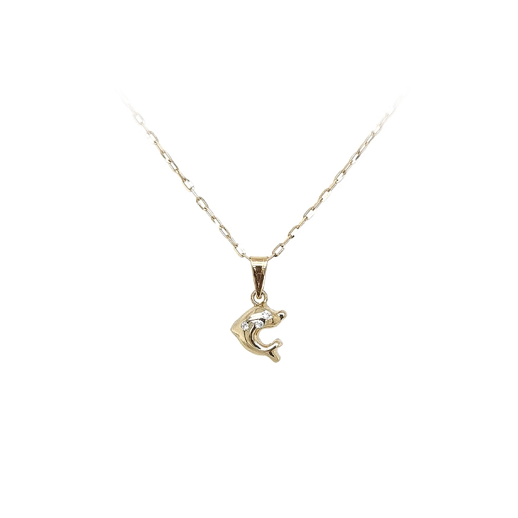 Goldener Delphin-Anhänger mit Zirkonen