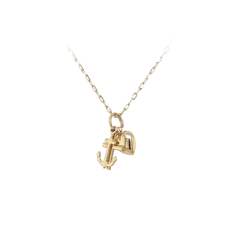 Gold-Anhänger Herz, Anker, Kreuz