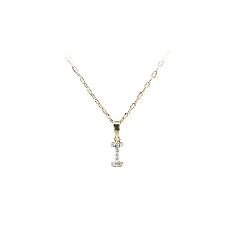 Gold-Anhänger Buchstabe I mit Zirkonen