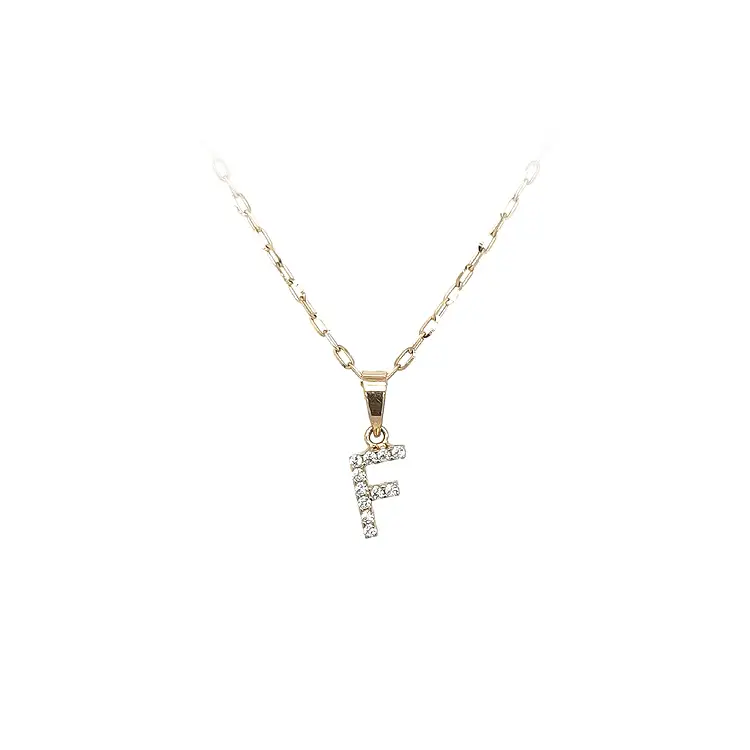 Gold-Anhänger Buchstabe F mit Zirkonia