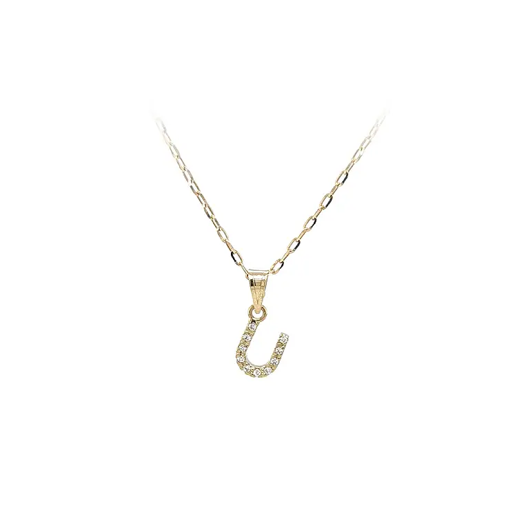 Gold-Anhänger Buchstabe U mit Zirkonia