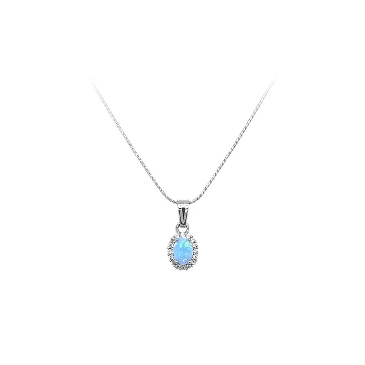 Anhänger mit blauem Opal und Zirkonen