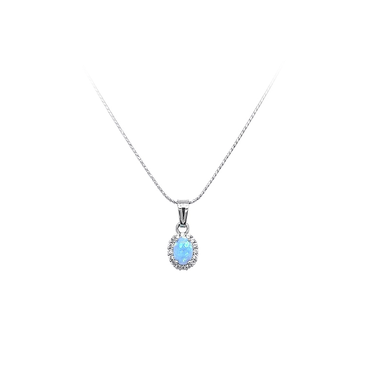 Anhänger mit blauem Opal und Zirkonen