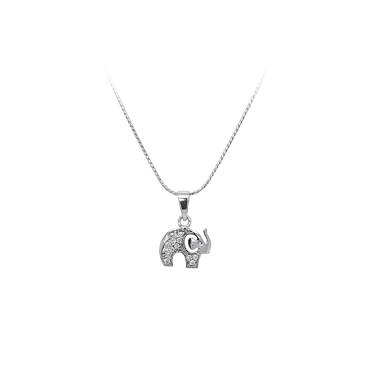 Anhänger Elefant mit Zirkonen aus Weißgold