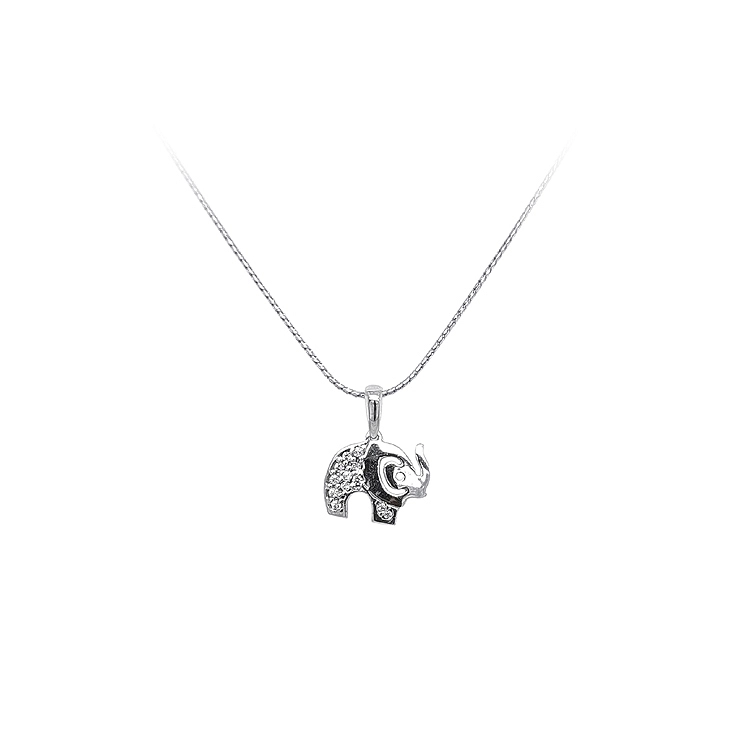 Anhänger Elefant mit Zirkonen aus Weißgold