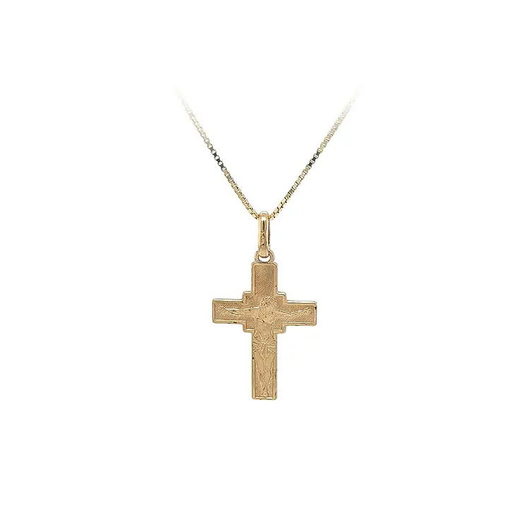 Gold-Anhänger Kreuz mit Jesus Christus