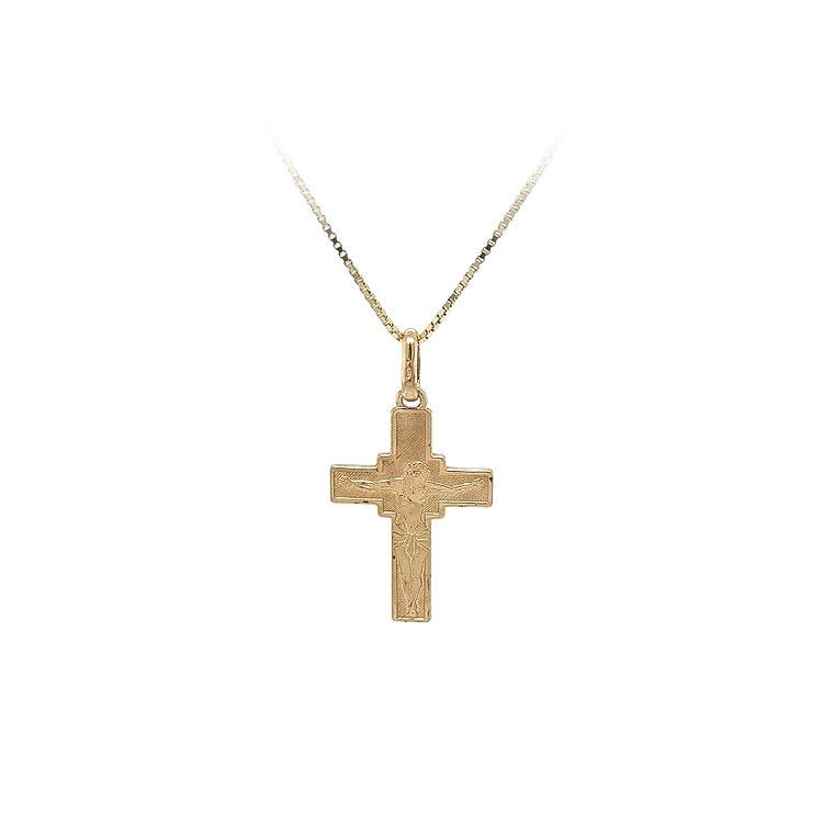 Gold-Anhänger Kreuz mit Jesus Christus