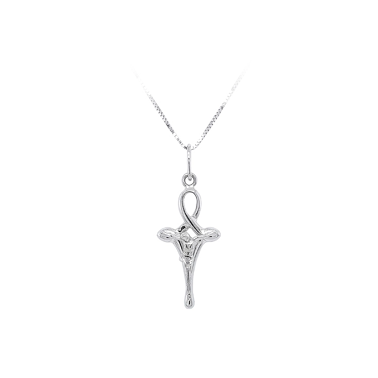 Anhänger Kreuz mit Jesus Christus aus Weißgold