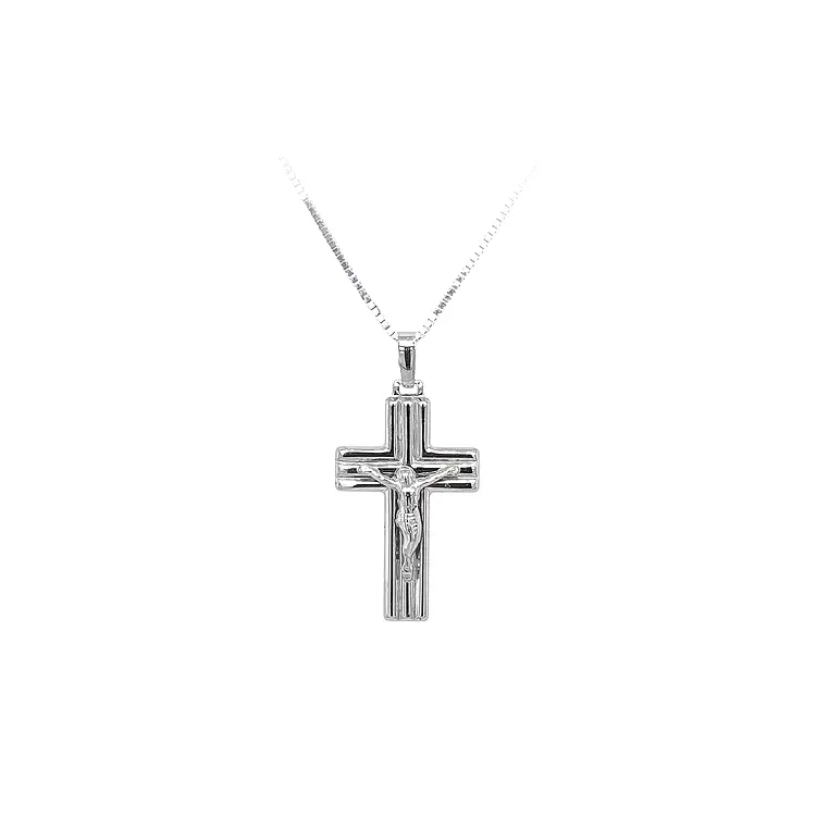 Anhänger Kreuz mit Jesus Christus aus Weißgold