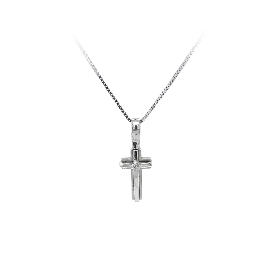 Anhänger Kreuz mit Zirkon aus Weißgold