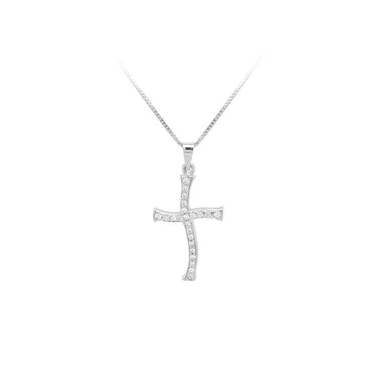 Kreuz aus Weißgold mit Zirkonen