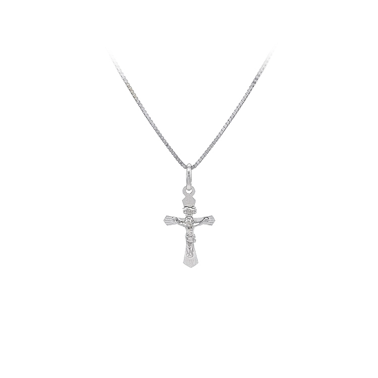 Kreuz mit Jesus Christus aus Weißgold