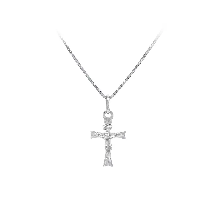 Anhänger Kreuz mit Jesus Christus aus Weißgold