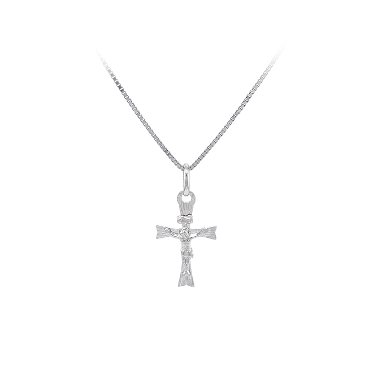 Anhänger Kreuz mit Jesus Christus aus Weißgold