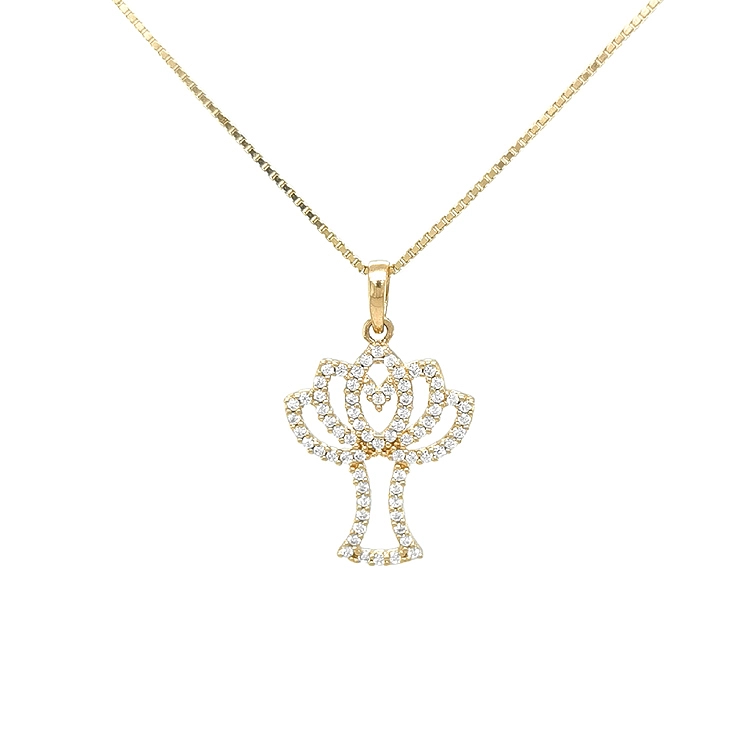 Gold-Anhänger Baum mit Zirkonen