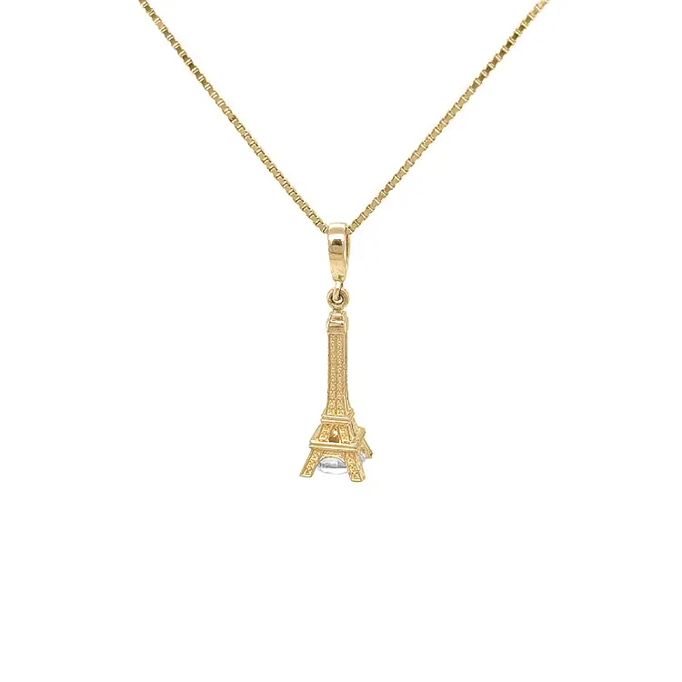 Goldener Eiffel-Anhänger mit Zirkon